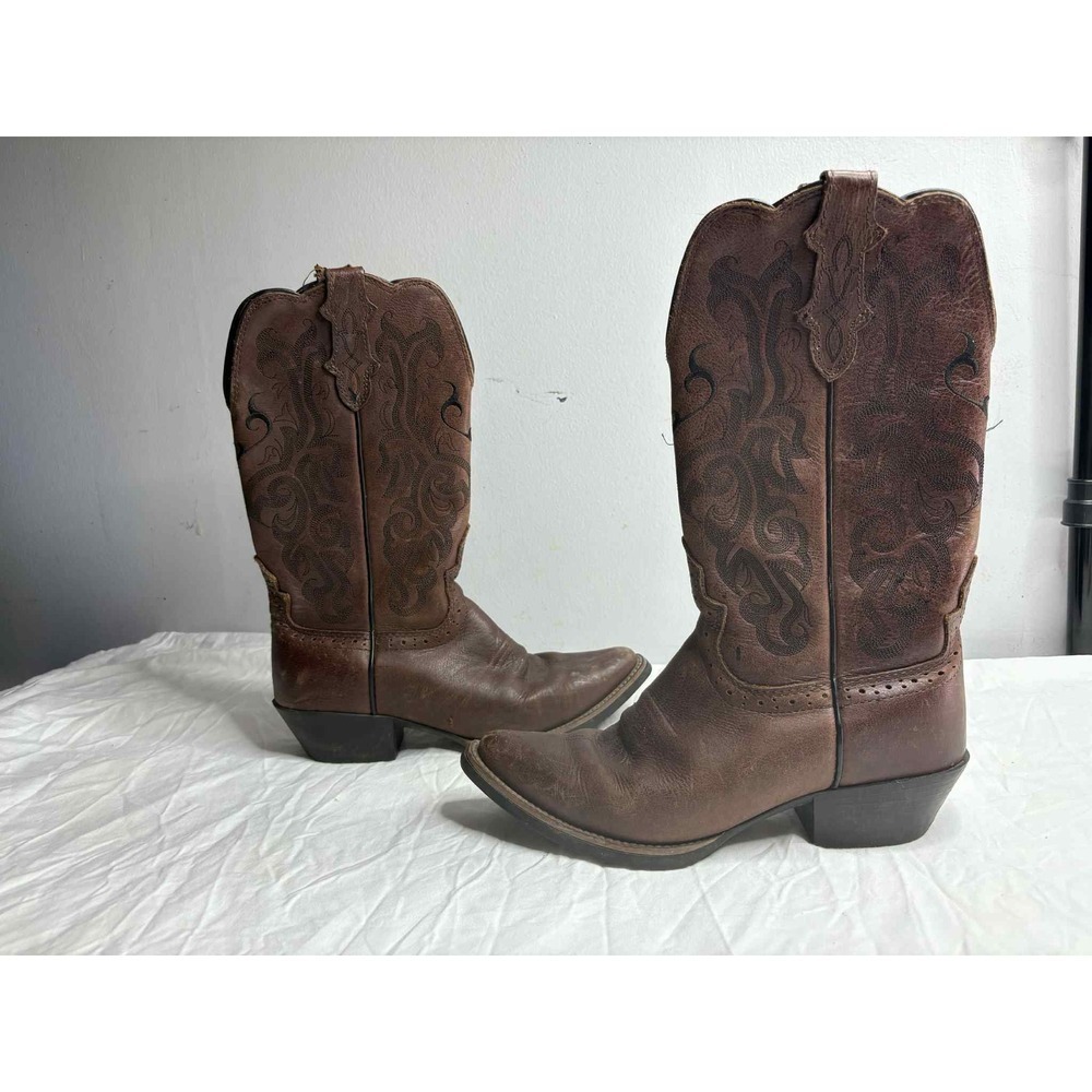 Justin Boots Womens Leather Western Cowboy Boots Brown Style XJ1310